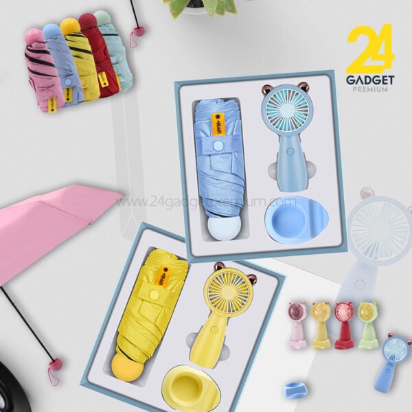 กิ๊ฟเซ็ทพรีเมี่ยม 2 ชิ้น ร่ม/พัดลมพกพา